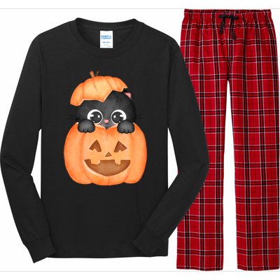 Pumpkin Kitty Cute Halloween Long Sleeve Pajama Set