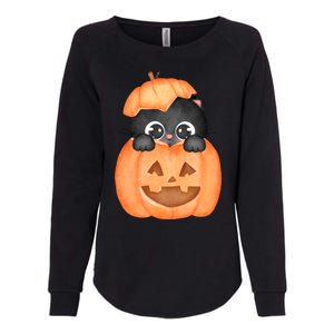 Pumpkin Kitty Cute Halloween Womens California Wash Sweatshirt