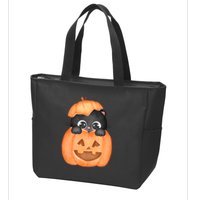 Pumpkin Kitty Cute Halloween Zip Tote Bag
