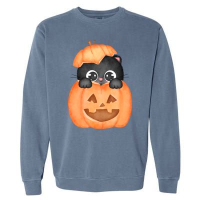 Pumpkin Kitty Cute Halloween Garment-Dyed Sweatshirt