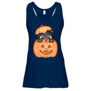 Pumpkin Kitty Cute Halloween Ladies Essential Flowy Tank