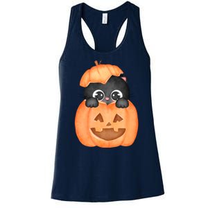 Pumpkin Kitty Cute Halloween Women's Racerback Tank