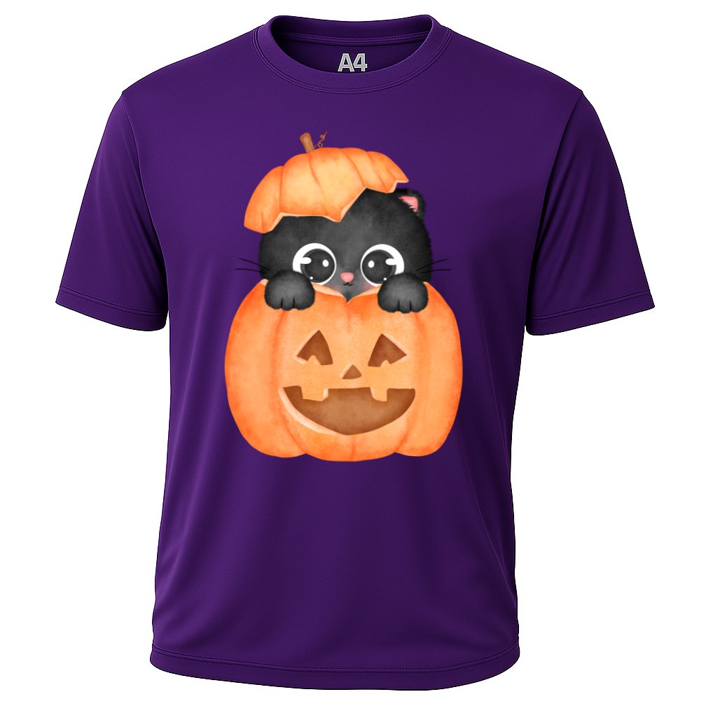 Pumpkin Kitty Cute Halloween Cooling Performance Crew T-Shirt