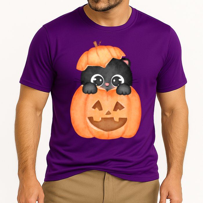 Pumpkin Kitty Cute Halloween Cooling Performance Crew T-Shirt