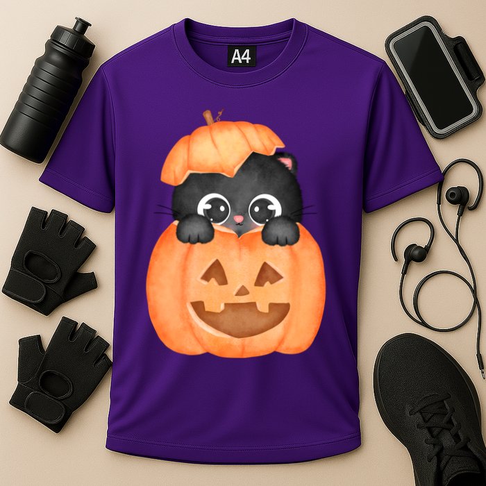 Pumpkin Kitty Cute Halloween Cooling Performance Crew T-Shirt
