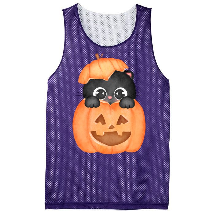 Pumpkin Kitty Cute Halloween Mesh Reversible Basketball Jersey Tank