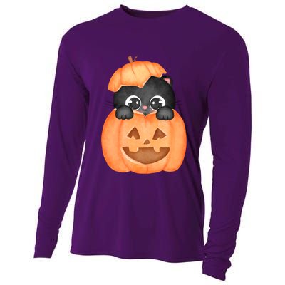 Pumpkin Kitty Cute Halloween Cooling Performance Long Sleeve Crew