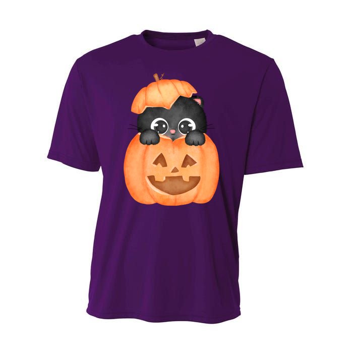 Pumpkin Kitty Cute Halloween Performance Sprint T-Shirt