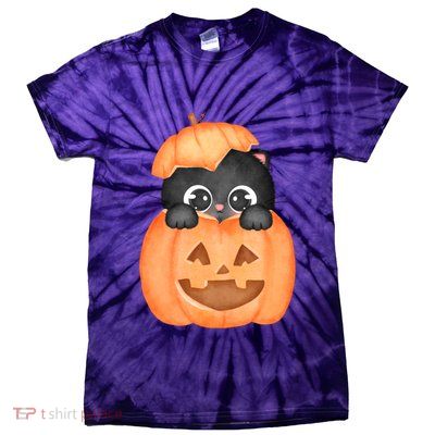 Pumpkin Kitty Cute Halloween Tie-Dye T-Shirt