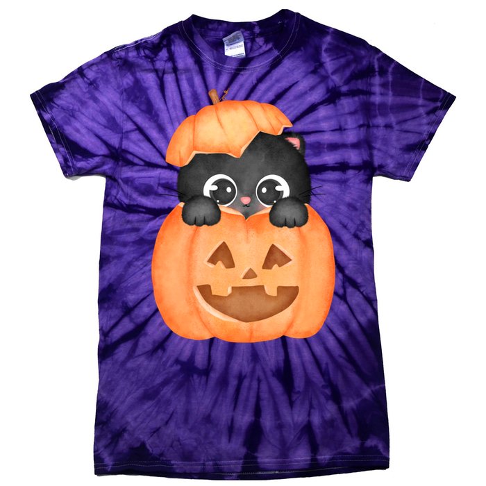 Pumpkin Kitty Cute Halloween Tie-Dye T-Shirt