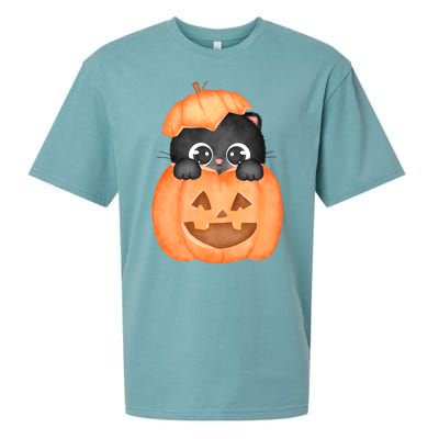 Pumpkin Kitty Cute Halloween Sueded Cloud Jersey T-Shirt