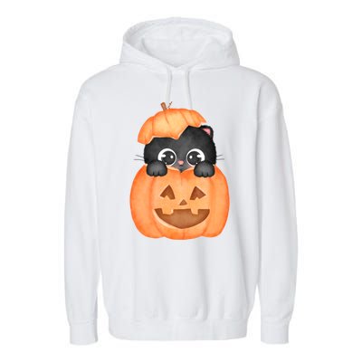 Pumpkin Kitty Cute Halloween Garment-Dyed Fleece Hoodie