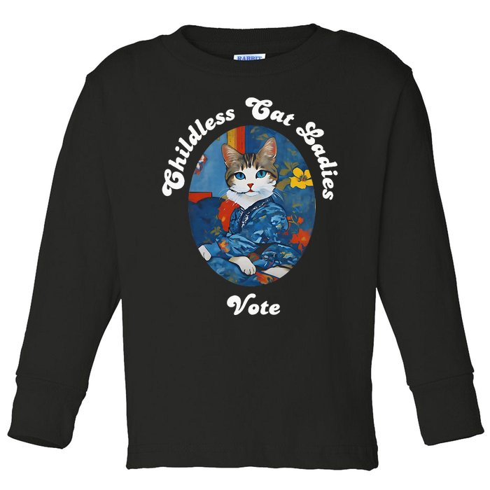 President Kamala Childless Cat Ladies Vote Kamala Harris Toddler Long Sleeve Shirt