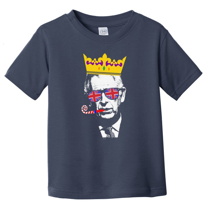 Party King Coronation King Charles Union Jack & Crown Toddler T-Shirt