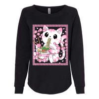 Pink Kawaii Cat Ramen Noodles Anime Japanese Cherry Blossom Womens California Wash Sweatshirt