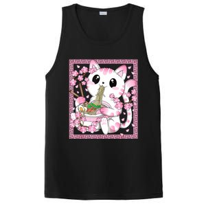 Pink Kawaii Cat Ramen Noodles Anime Japanese Cherry Blossom PosiCharge Competitor Tank