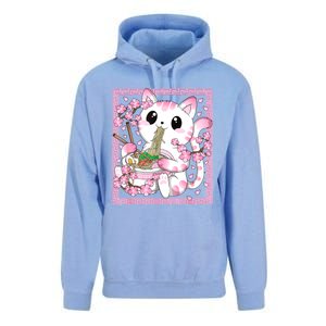 Pink Kawaii Cat Ramen Noodles Anime Japanese Cherry Blossom Unisex Surf Hoodie