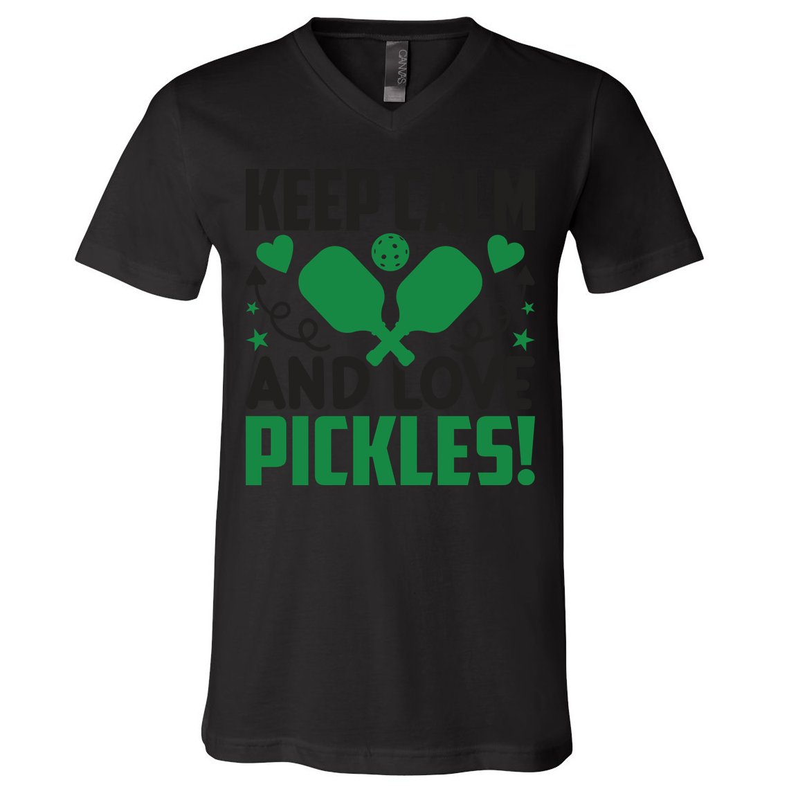 Pickleball Keep Calm And Love Pickles Sport Player Gift V-Neck T-Shirt