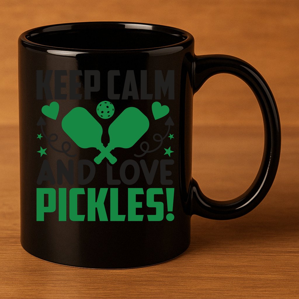 Pickleball Keep Calm And Love Pickles Sport Player Gift 11oz C Handle Ceramic Mug
