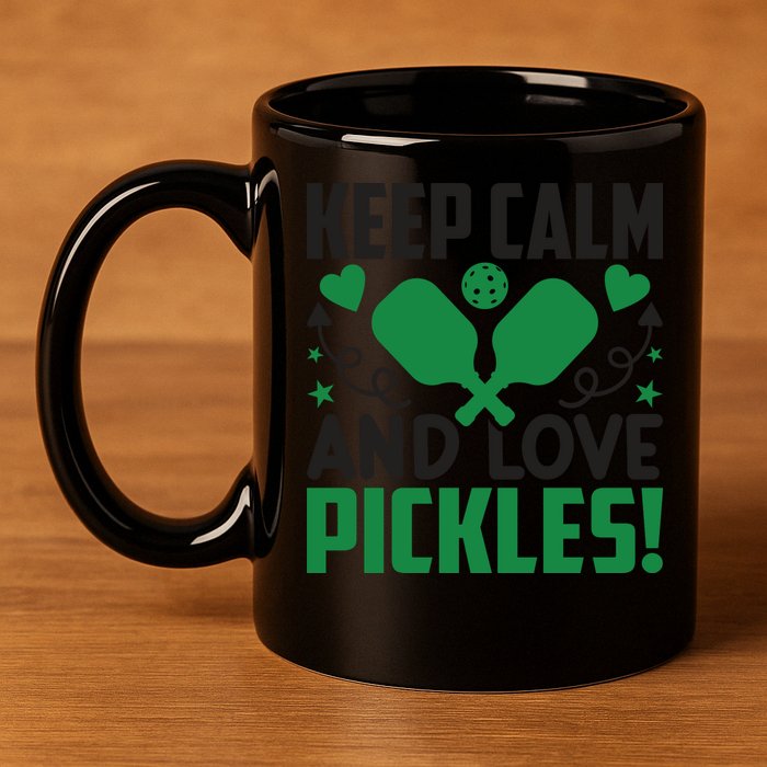 Pickleball Keep Calm And Love Pickles Sport Player Gift 11oz C Handle Ceramic Mug