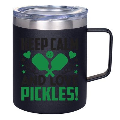 Pickleball Keep Calm And Love Pickles Sport Player Gift 12oz Stainless Steel Coffee Mug