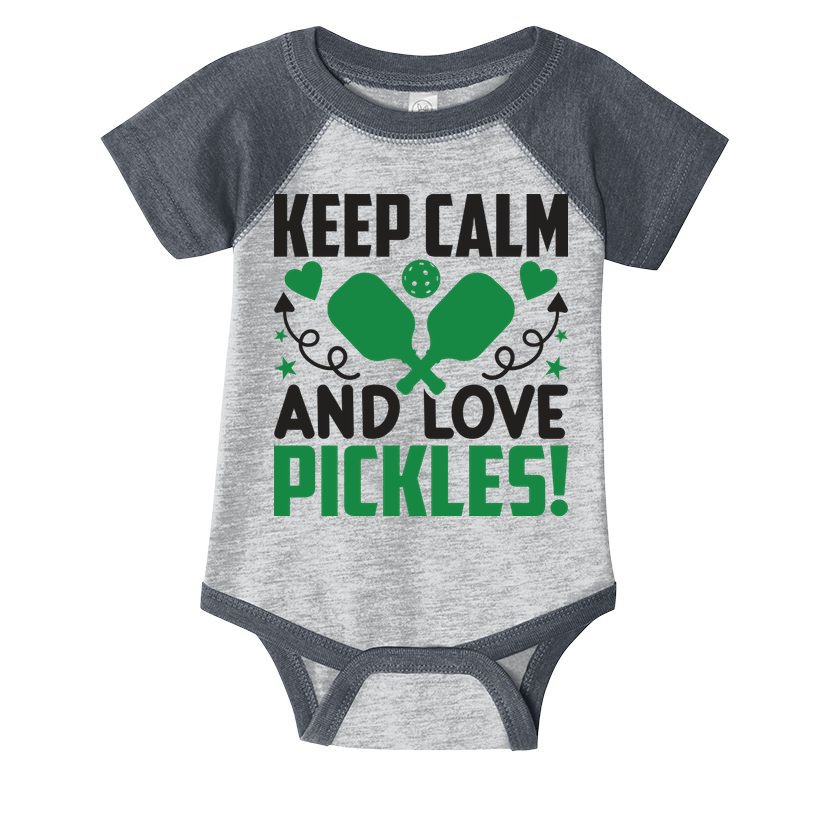 Pickleball Keep Calm And Love Pickles Sport Player Gift Infant Baby Jersey Bodysuit