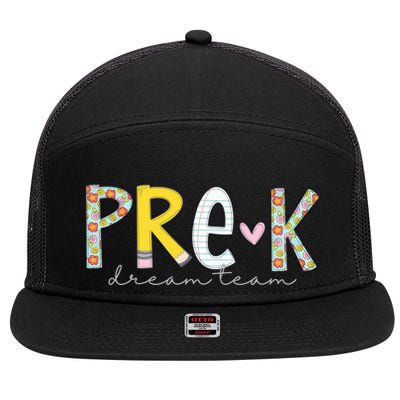 Pre K Dream Team First Day Of School 7 Panel Mesh Trucker Snapback Hat
