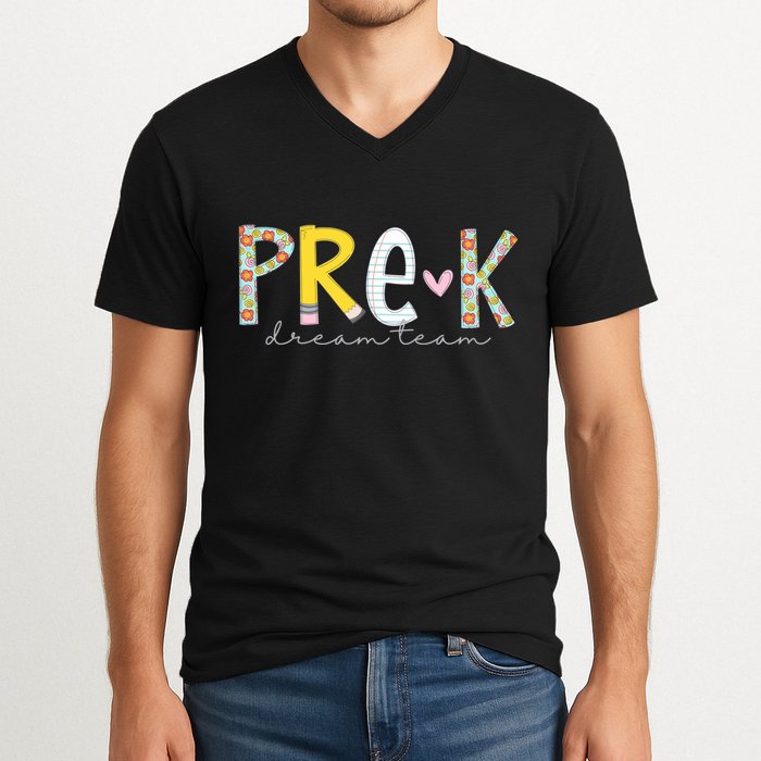 Pre K Dream Team First Day Of School V-Neck T-Shirt