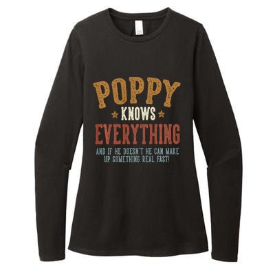 Poppy Knows Everything Humorous FatherS Day Poppy Womens CVC Long Sleeve Shirt