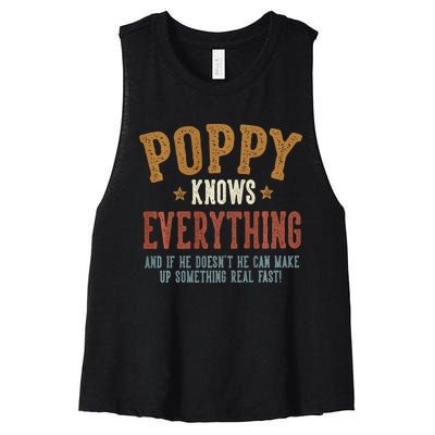 Poppy Knows Everything Humorous FatherS Day Poppy Women's Racerback Cropped Tank