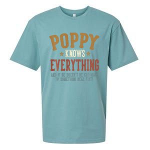 Poppy Knows Everything Humorous FatherS Day Poppy Sueded Cloud Jersey T-Shirt