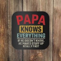 Papa Knows Everything Funny FatherS Day Papa Coaster