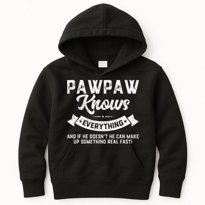 Pawpaw Knows Everything 60th Gift Funny Fathers Day Kids Hoodie