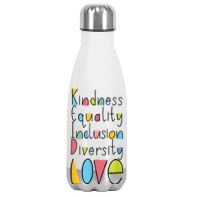 Pretty Kindness Equality Inclusion Diversity LOVE Stainless Steel Insulated Water Bottle