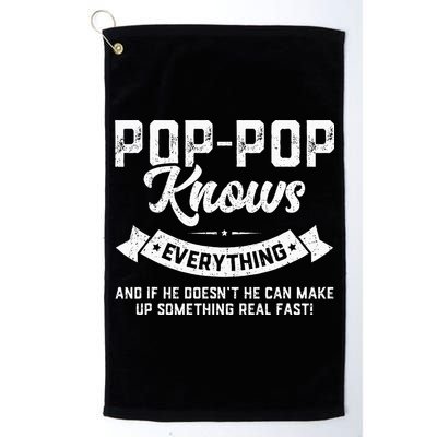 PopPop Knows Everything 60th Gift Funny Fathers Day Golf Towel