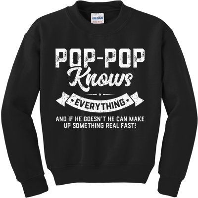PopPop Knows Everything 60th Gift Funny Fathers Day Kids Sweatshirt