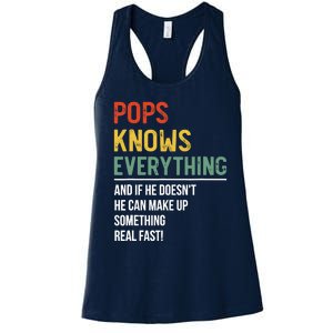 Pops Knows Everything Father's Day Pops Women's Racerback Tank