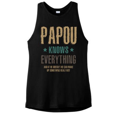 Papou Knows Everything FatherS Day Ladies PosiCharge Tri-Blend Wicking Tank