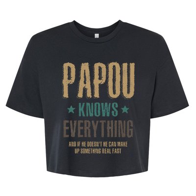 Papou Knows Everything FatherS Day Bella+Canvas Jersey Crop Tee