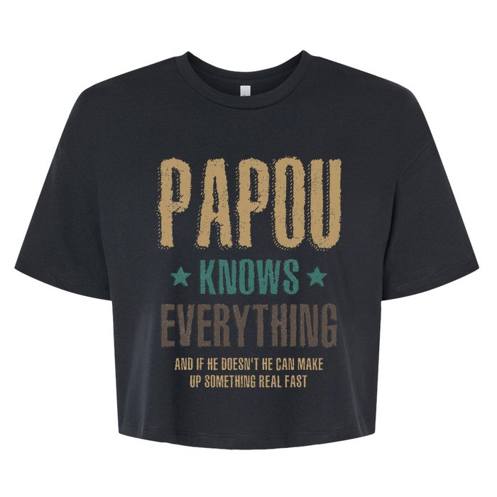 Papou Knows Everything FatherS Day Bella+Canvas Jersey Crop Tee