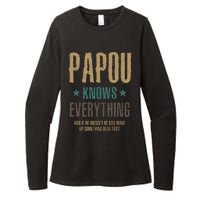 Papou Knows Everything FatherS Day Womens CVC Long Sleeve Shirt