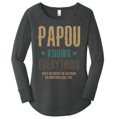 Papou Knows Everything FatherS Day Women's Perfect Tri Tunic Long Sleeve Shirt