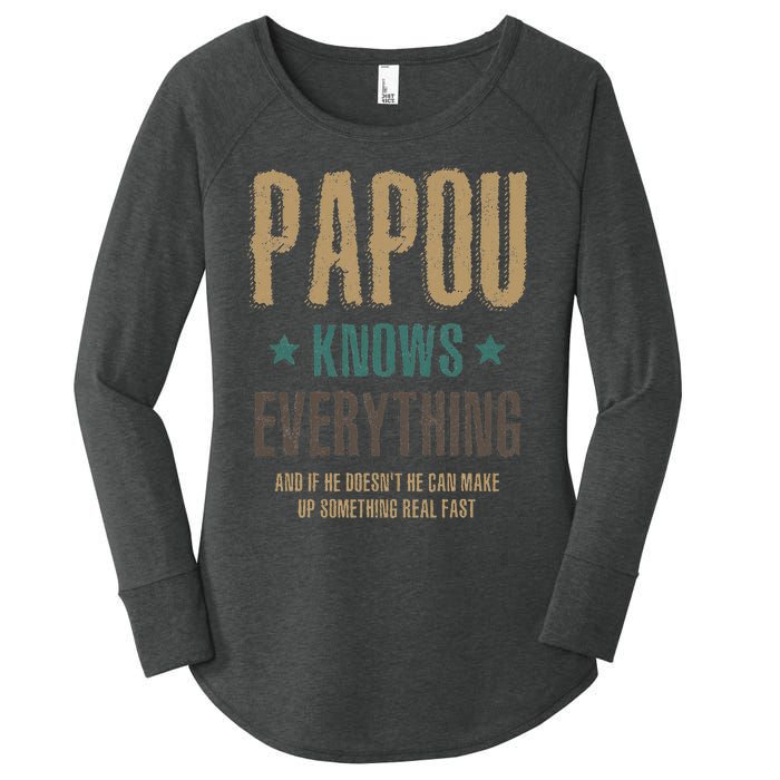 Papou Knows Everything FatherS Day Women's Perfect Tri Tunic Long Sleeve Shirt