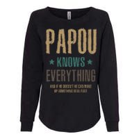 Papou Knows Everything FatherS Day Womens California Wash Sweatshirt