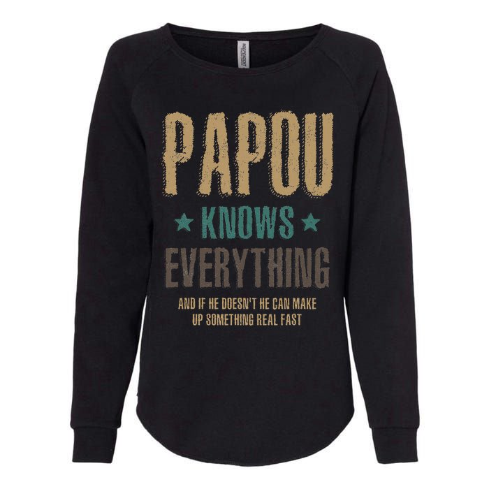 Papou Knows Everything FatherS Day Womens California Wash Sweatshirt