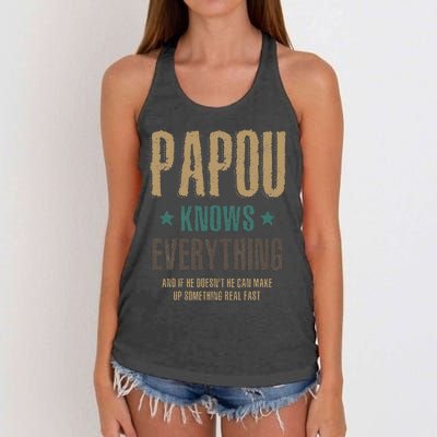 Papou Knows Everything FatherS Day Women's Knotted Racerback Tank