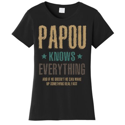 Papou Knows Everything FatherS Day Women's T-Shirt