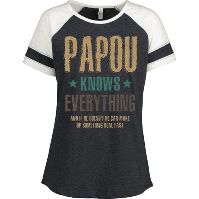 Papou Knows Everything FatherS Day Enza Ladies Jersey Colorblock Tee