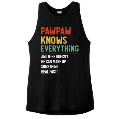 Pawpaw Knows Everything Father's Day Pawpaw Ladies PosiCharge Tri-Blend Wicking Tank