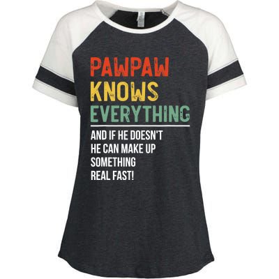 Pawpaw Knows Everything Father's Day Pawpaw Enza Ladies Jersey Colorblock Tee